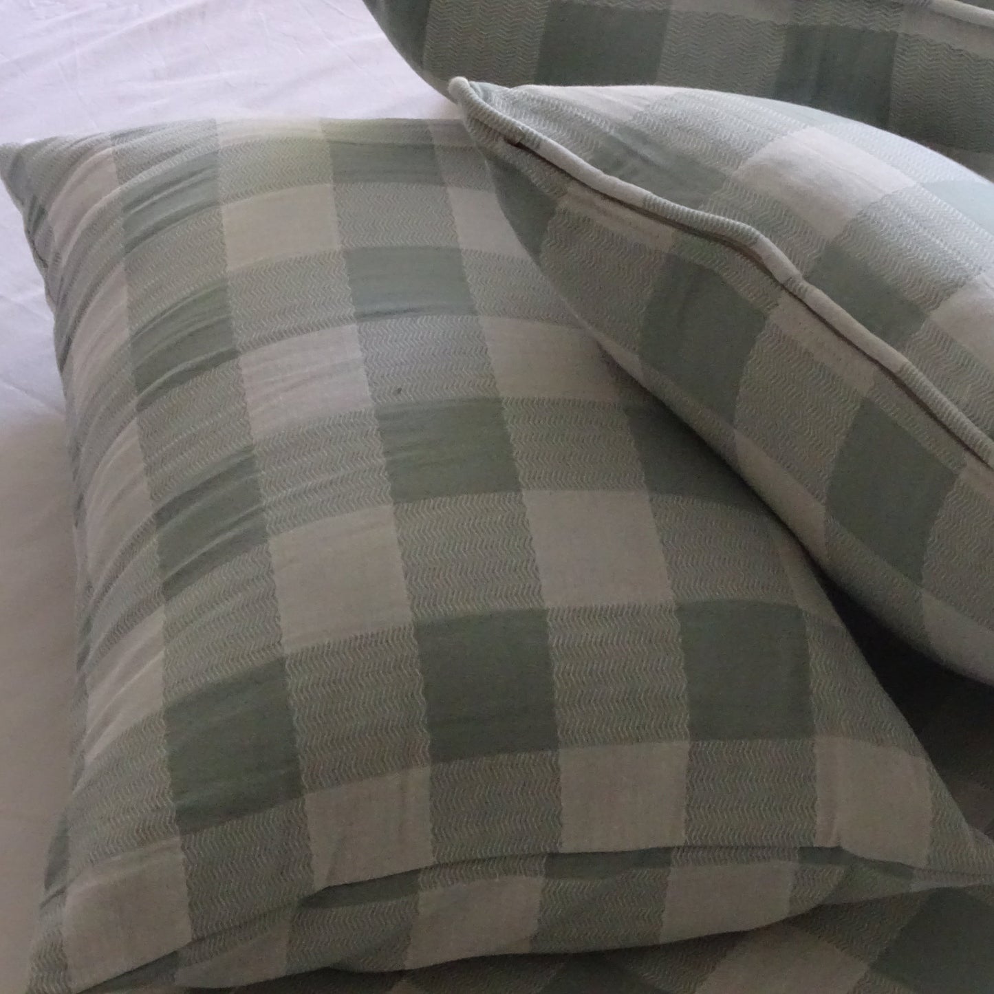 Cojín Vichy Algodón 90x50 Aqua