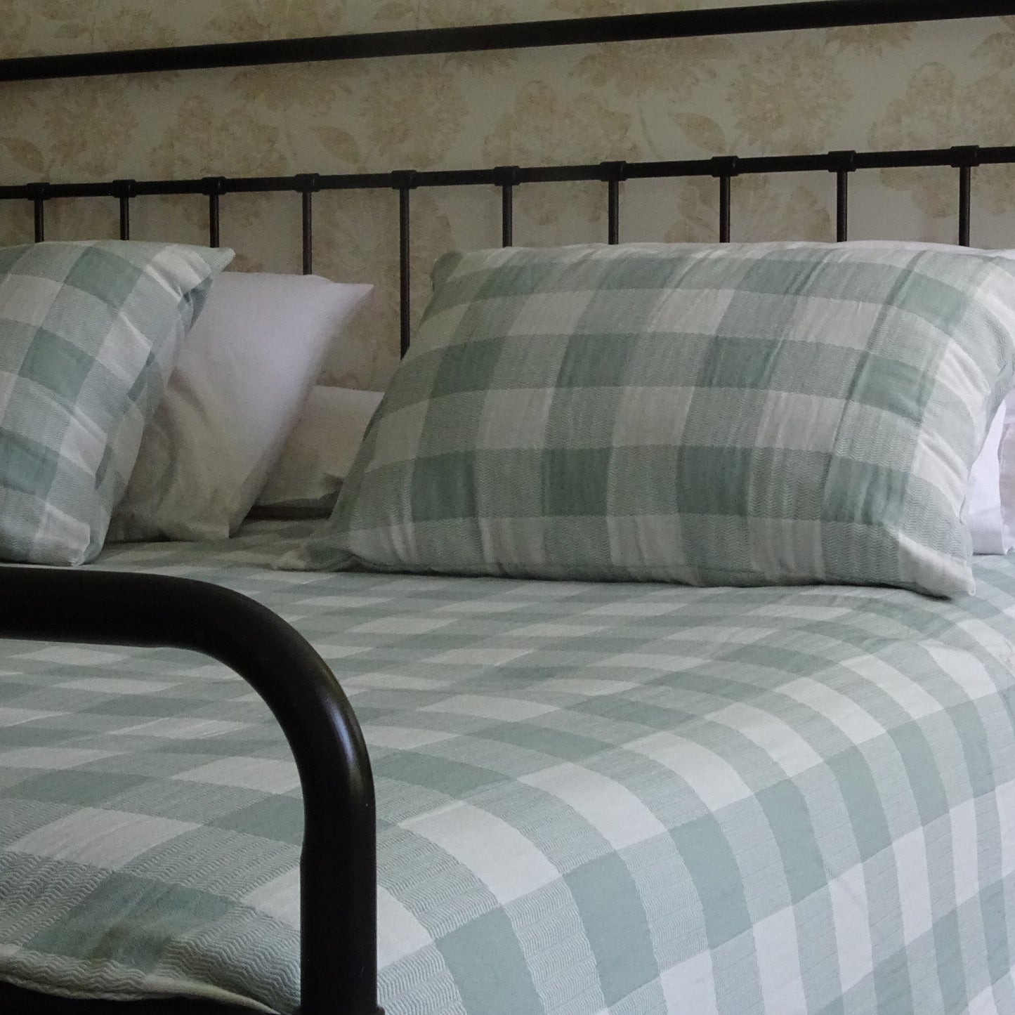 Cojín Vichy Algodón 70x50 Aqua