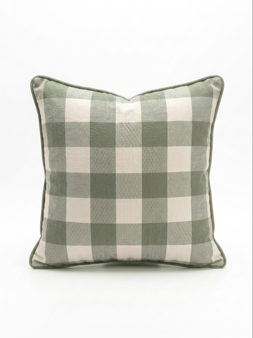 Green Tusor Cane Pillow