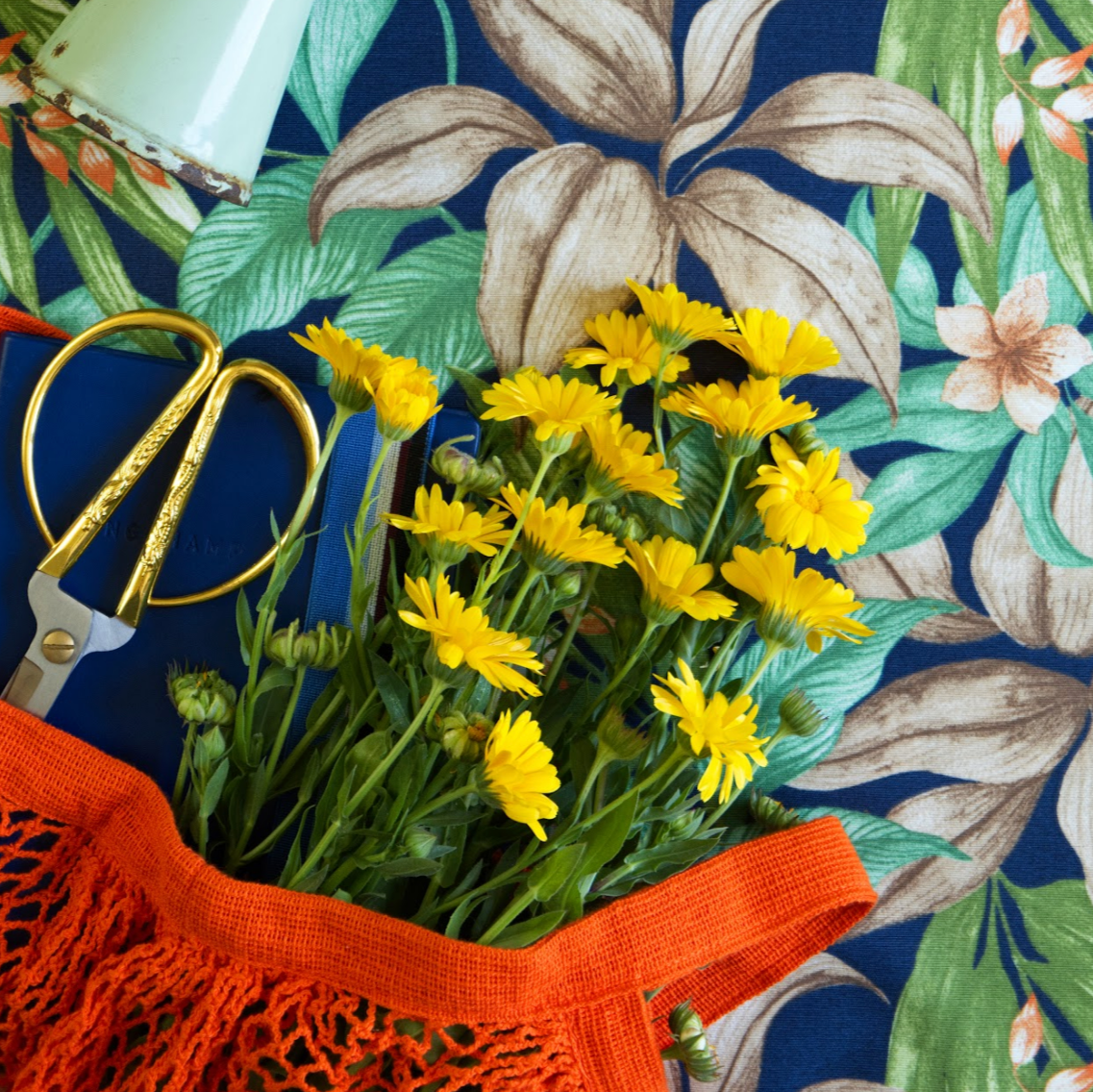 Cojín Estampado Tropical Azul