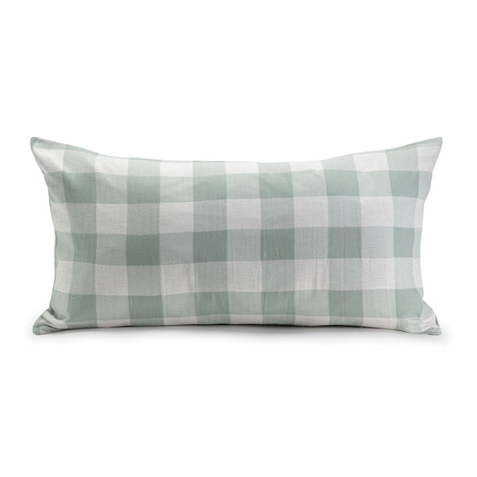 Cojín Vichy Algodón 90x50 Aqua