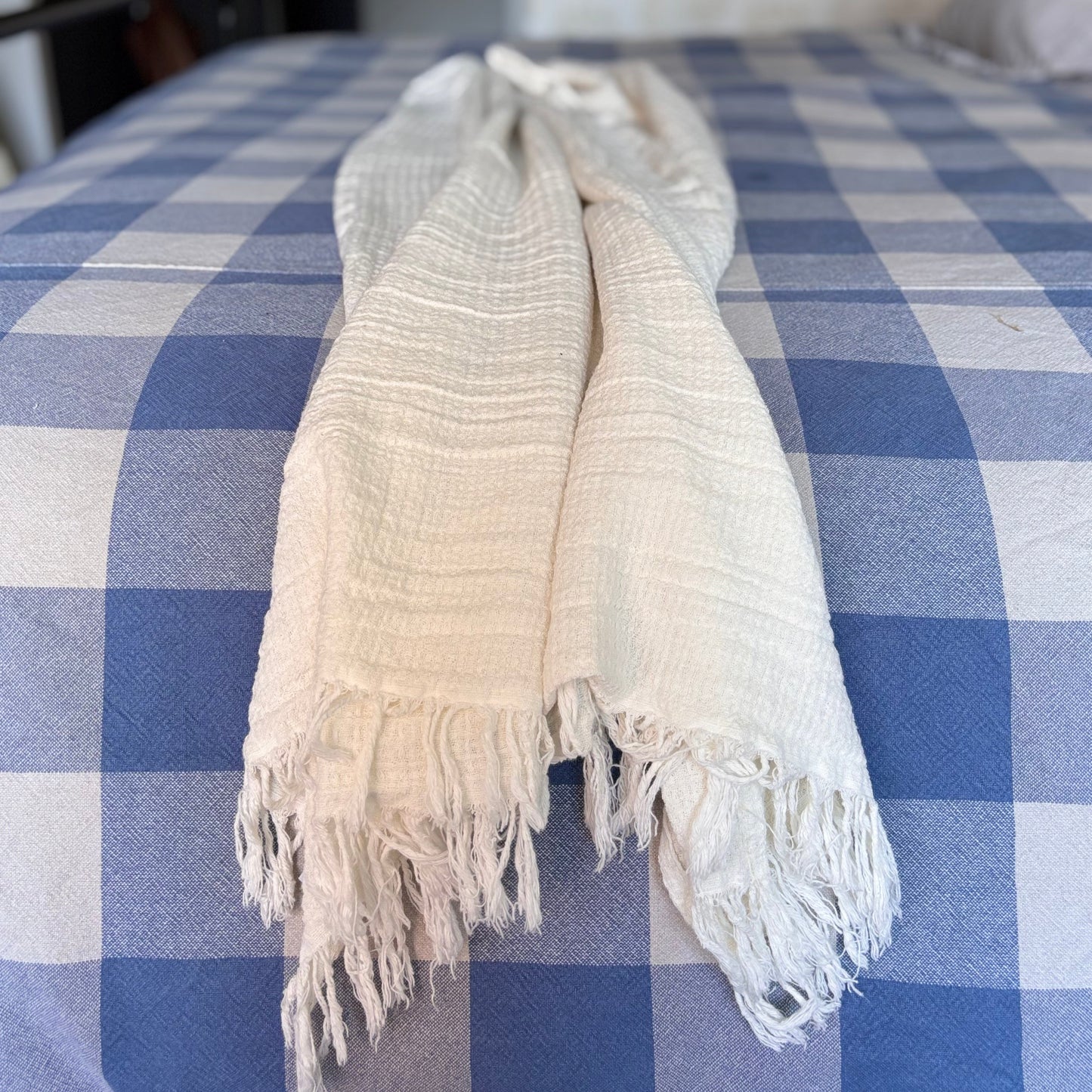 Manta Waffle 100% Algodón Color Off White